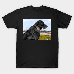 Black Labrador Retriever on the Pond T-Shirt